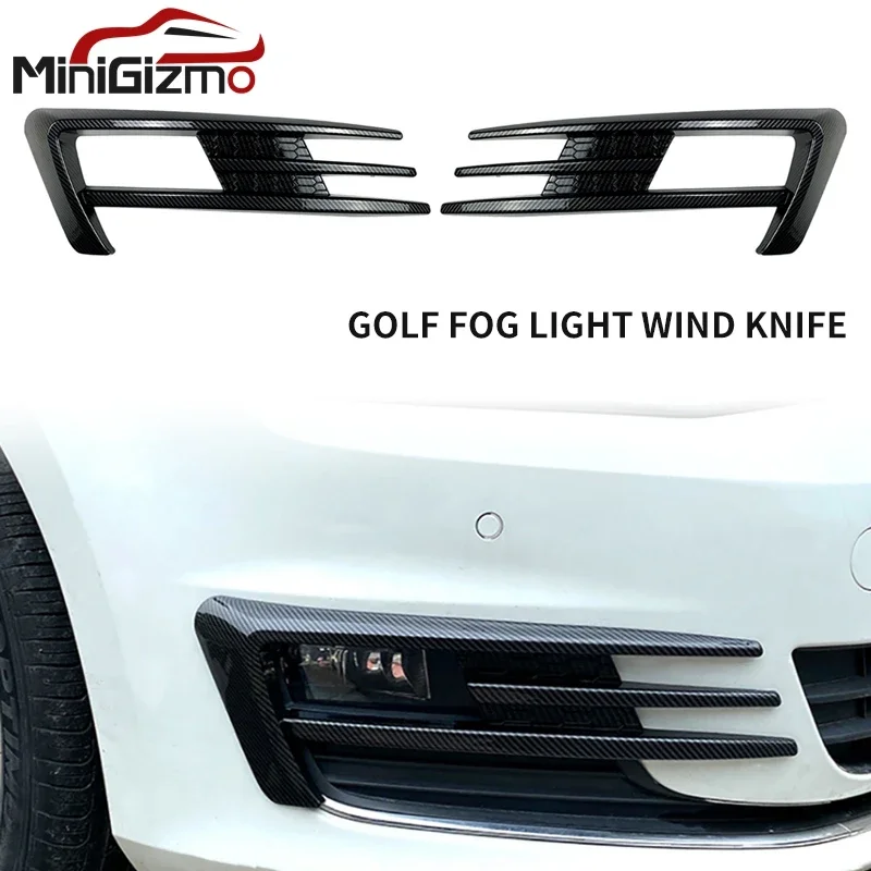 

7 MK7 2014 2015 2016 2017Front Bumper Fog Light Lamp Eyebrow Wind Gloss Black ABS 2Pcs Car Accessories