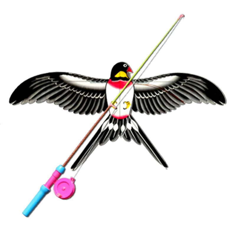 Foldable Mini Plastic Kite With Hand Brake, Fishing Rod For Kids, Outdoor Fun Toy For Family Gathering, Cartoon Kite For Child