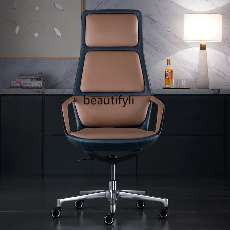 Y Light luxury boss chair, reclining seat office, home leather sedentary and comfortable office computer chair