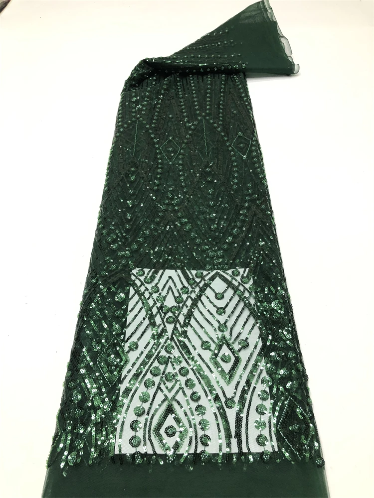 

New Listing African Lace Fabric New High Quality Sequins French Beaded Tulle Laces For Nigerian Wedding Dresses Sewing