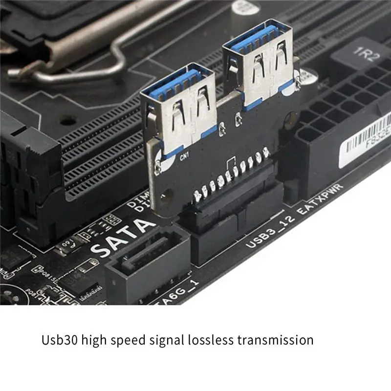 A31T 2Pcs USB 3.0 Motherboard Adapter 19 20 Pin Female to Dual USB 3.0 A Female Internal Header Converter