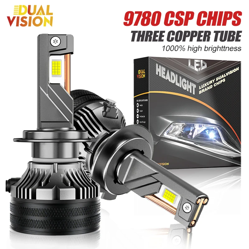 

K7C 2000W Led Headlight H7 H4 H11 Led Headlights Bulb 600000LM 3 Copper Tube Led Lights For Car H1 H8 9005 9006 9012 12V 2PCS