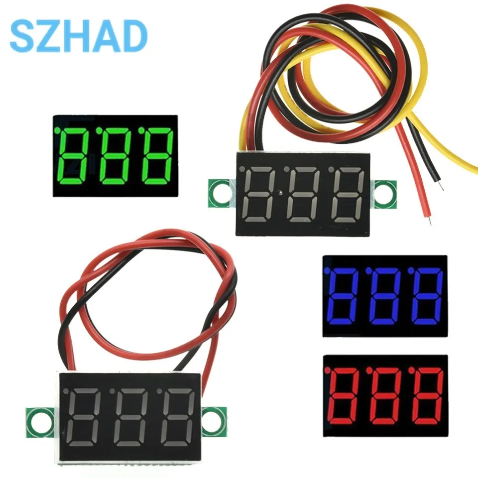 Mini 0.36 Inch DC 0-30V Voltmeter 2 Wires 3 Wires 4 Digits LED Motorcycle Digital Voltmeter Tester Digital Display Meter