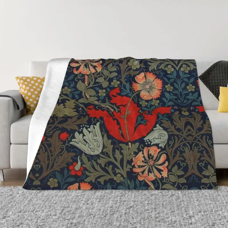 

William Morris Compton Floral Art Nouveau Pattern Blankets Breathable Soft Flannel Autumn Throw Blanket for Couch Home Bedding