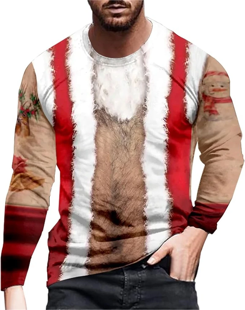 

Поддельный костюм, уродливый рождественский свитер, толстовка для косплея Санта-Клауса для женщин, мужские забавные рождественские уродливые свитера, мужской праздничный костюм, пуловеры, топы