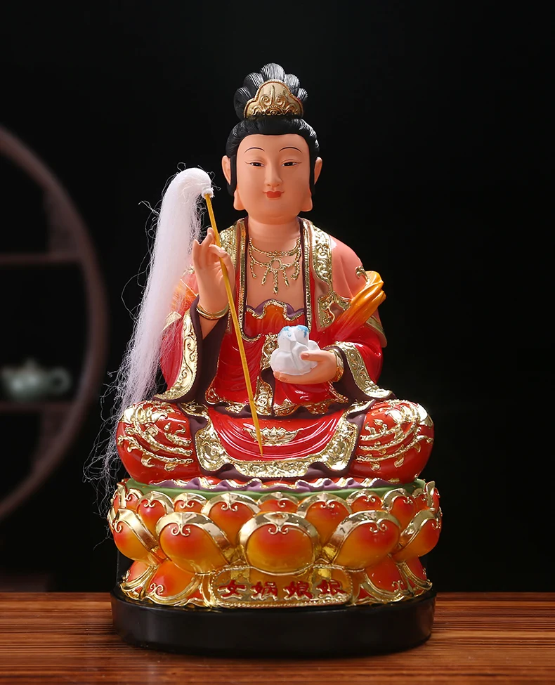 GOOD Asia HOME Temple Patron saint goddess NV WA NIANG Color God statue efficacious bless safety healthy large