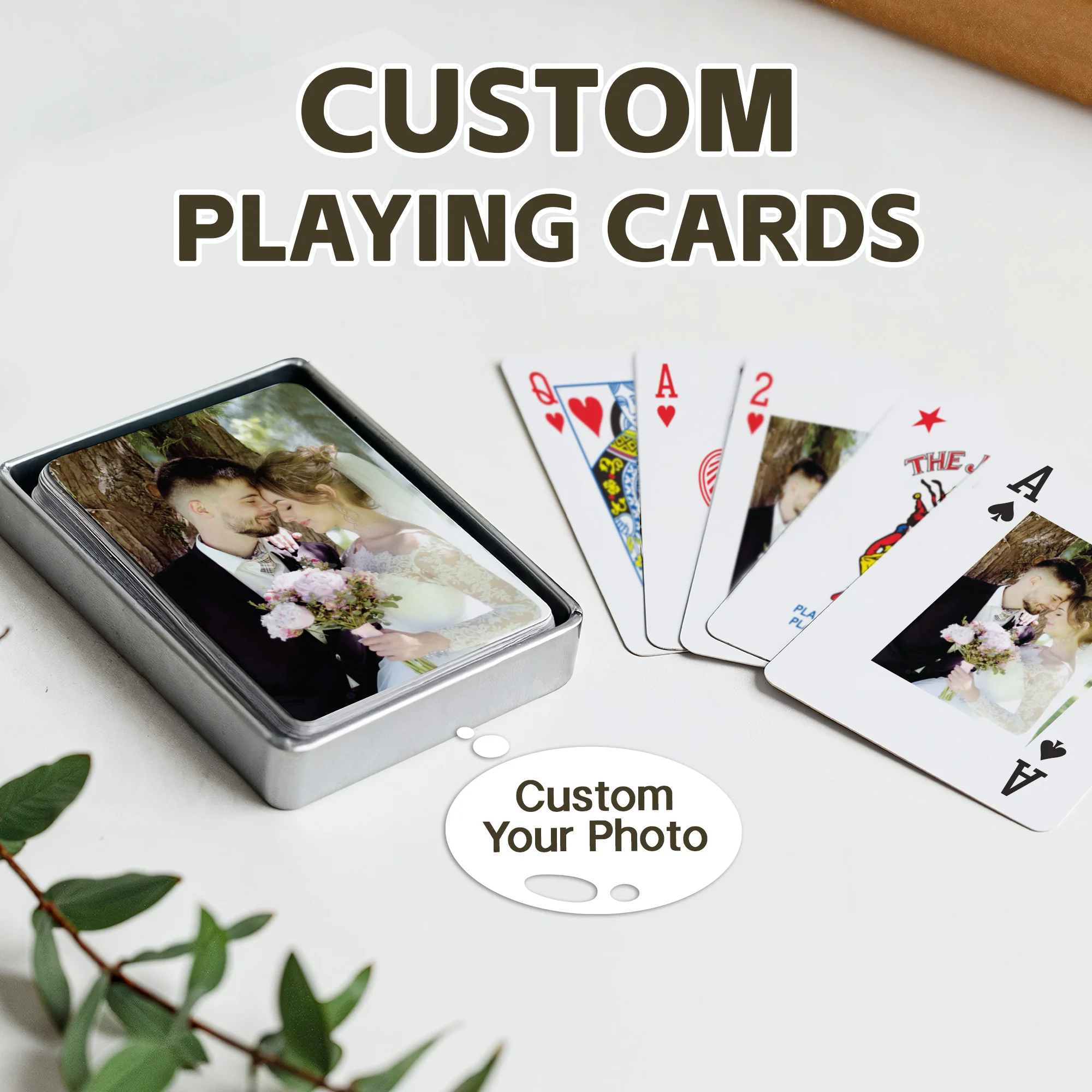 Benutzerdefinierte Spielkarten mit Foto, personalisierte Spielkarten mit doppelseitiger Anpassung, ein Deck von Spielkarten für die Hochzeit