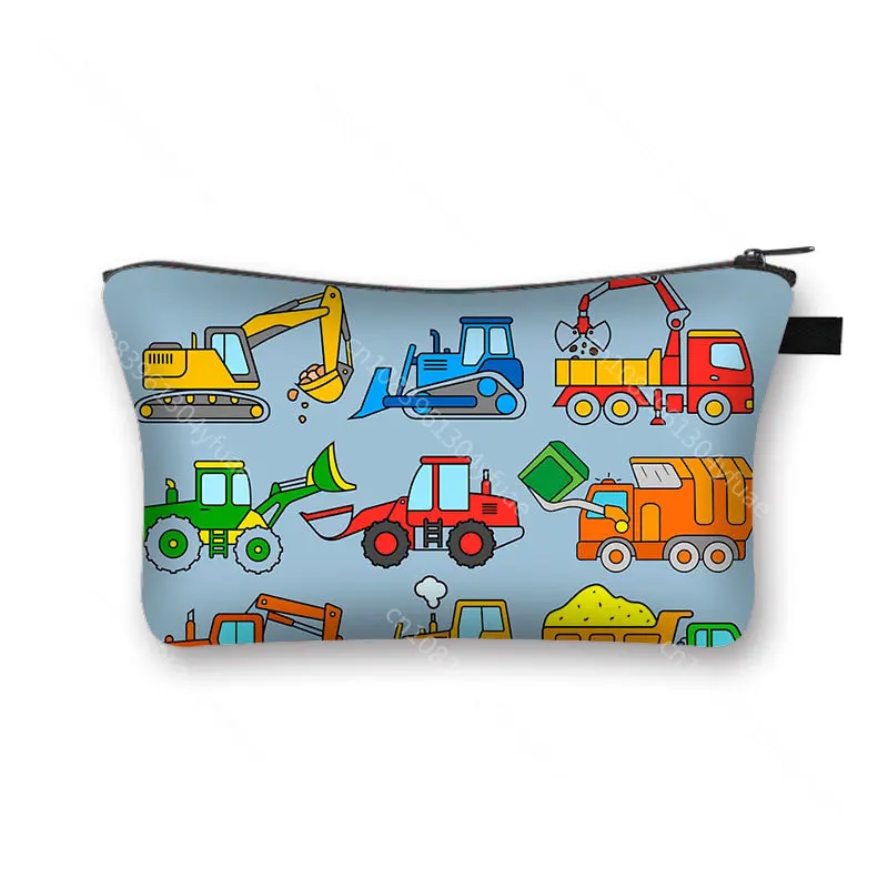 Cute Engineering Vehicle Print Cosmetic Case Firetruck escavatore Bulldozer Kawaii borse per il trucco donna articoli da toeletta ragazza Cosmetic Bag