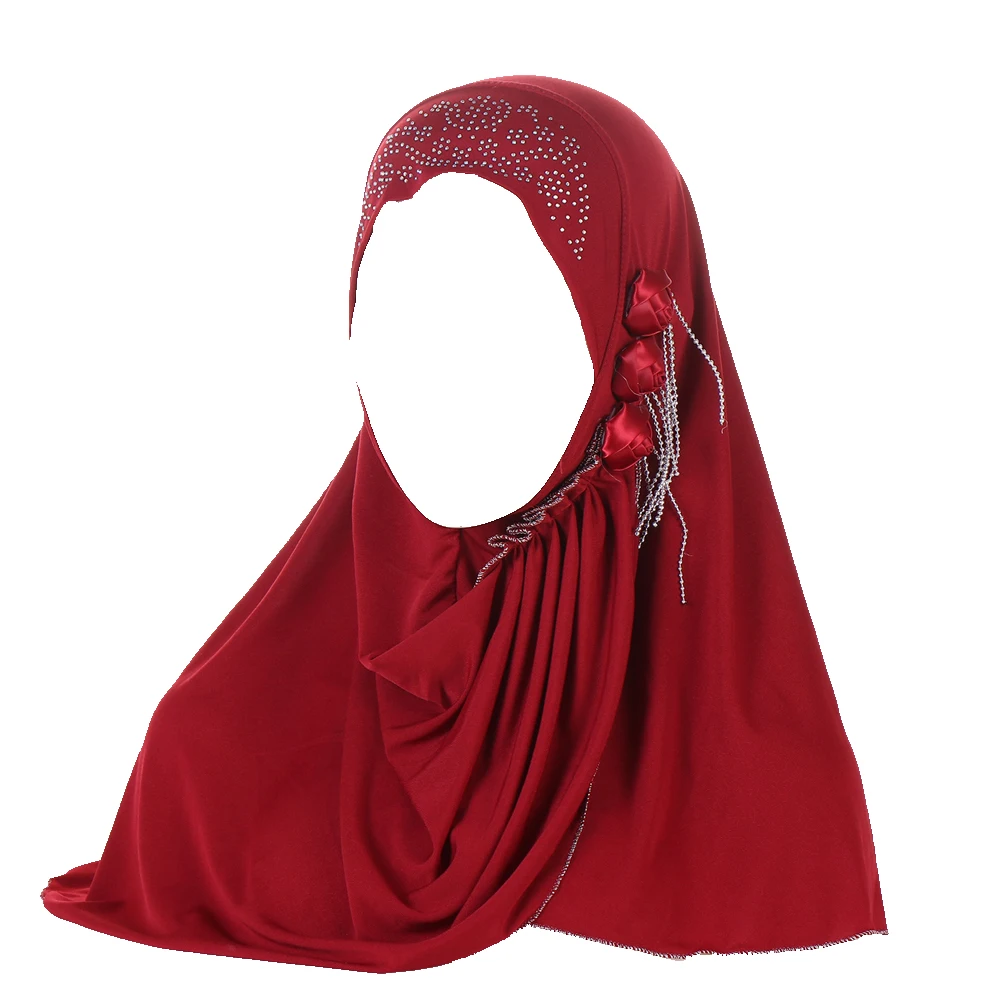 

Новейший мусульманский женский шарф с цветком, мгновенный шарф с бриллиантами, кисточка, платок, хиджаб, тюрбан, высокое качество, исламская повязка на голову, шапки для молитвы