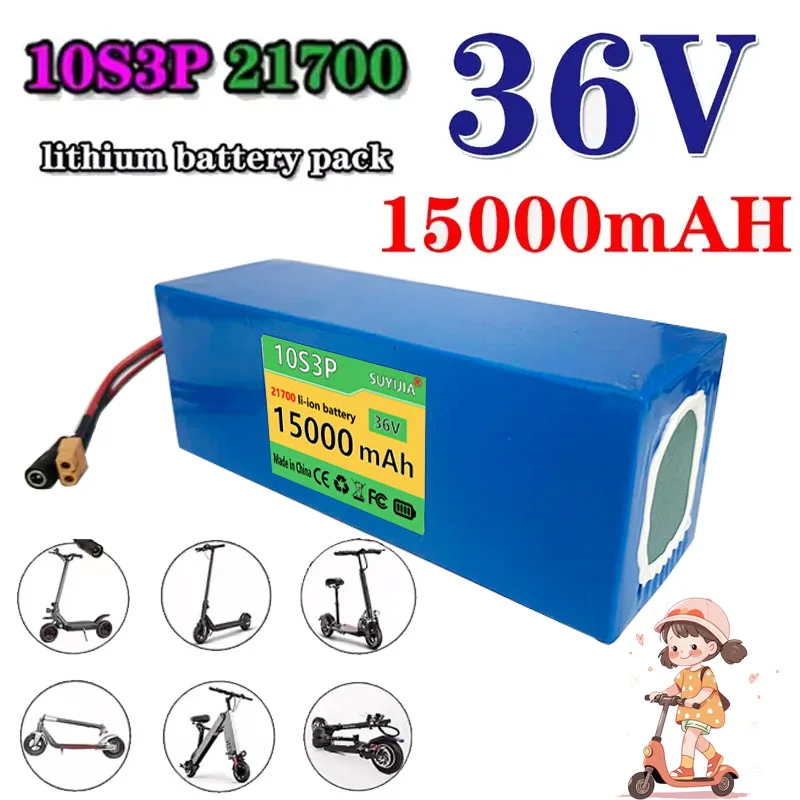 New 21700 10S3P Lithium-ion Battery 36V 15Ah 1000W Electric Tool Battery Outdoor Backup Battery with 30A BMS