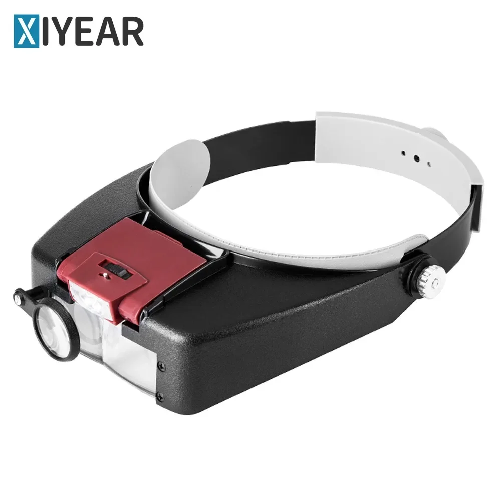 Head Mounted Magnifier Circuit Board Repair Clock Reading Dentistry Cosmetology LED Lamp High Power Eyeglasses Magnifier