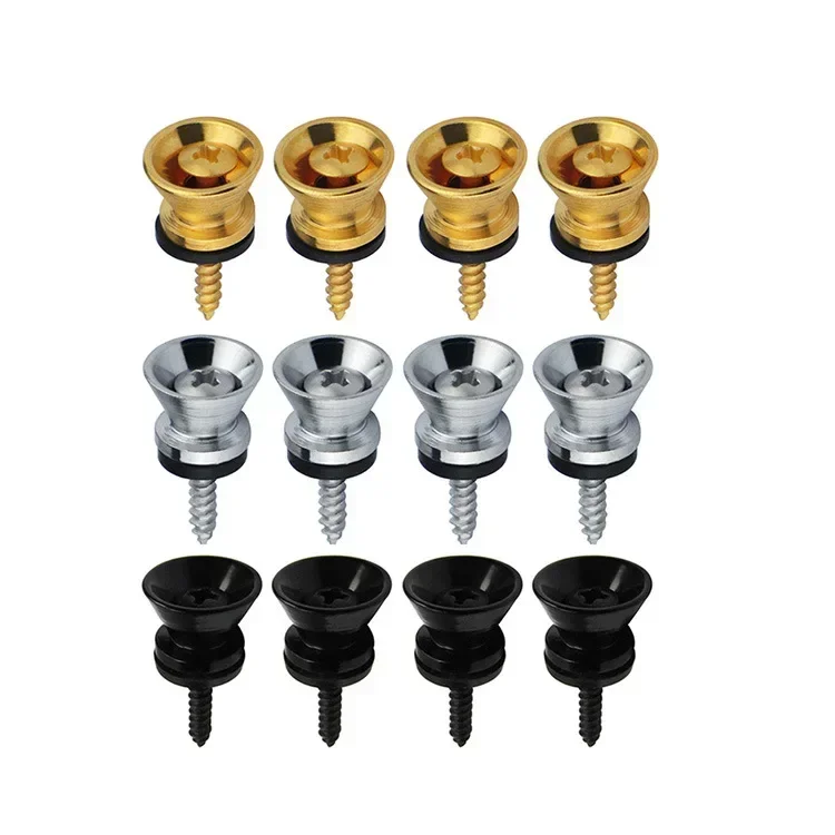 2Pcs Metal Guitar Strap Buttons, Strap Fixing Pin with Screw Lock Knob, Secure Durable Strap Lock System for Classical Guitar