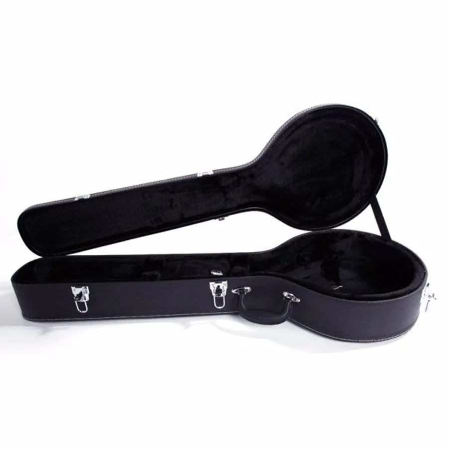 

[Replace 48950444]5String 6String Microgroove Pattern Leather Wood Banjos Case Black