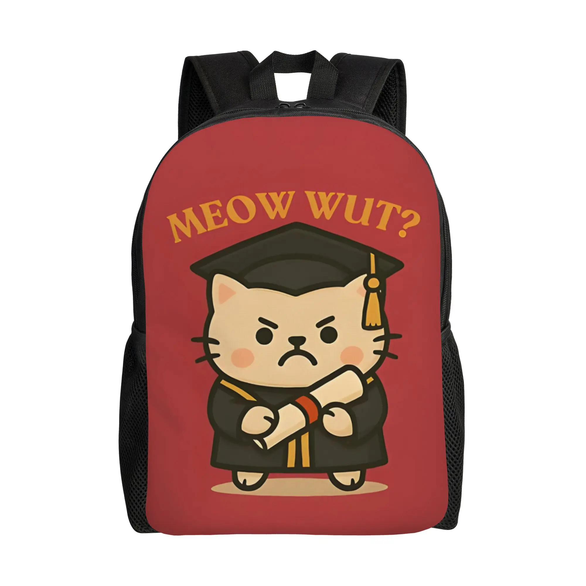 

Graduation Cat Now What Cute Angry Meow Graduation Backpack Students Daily mochila Large Capacity Schoolbag For Graduates Gift