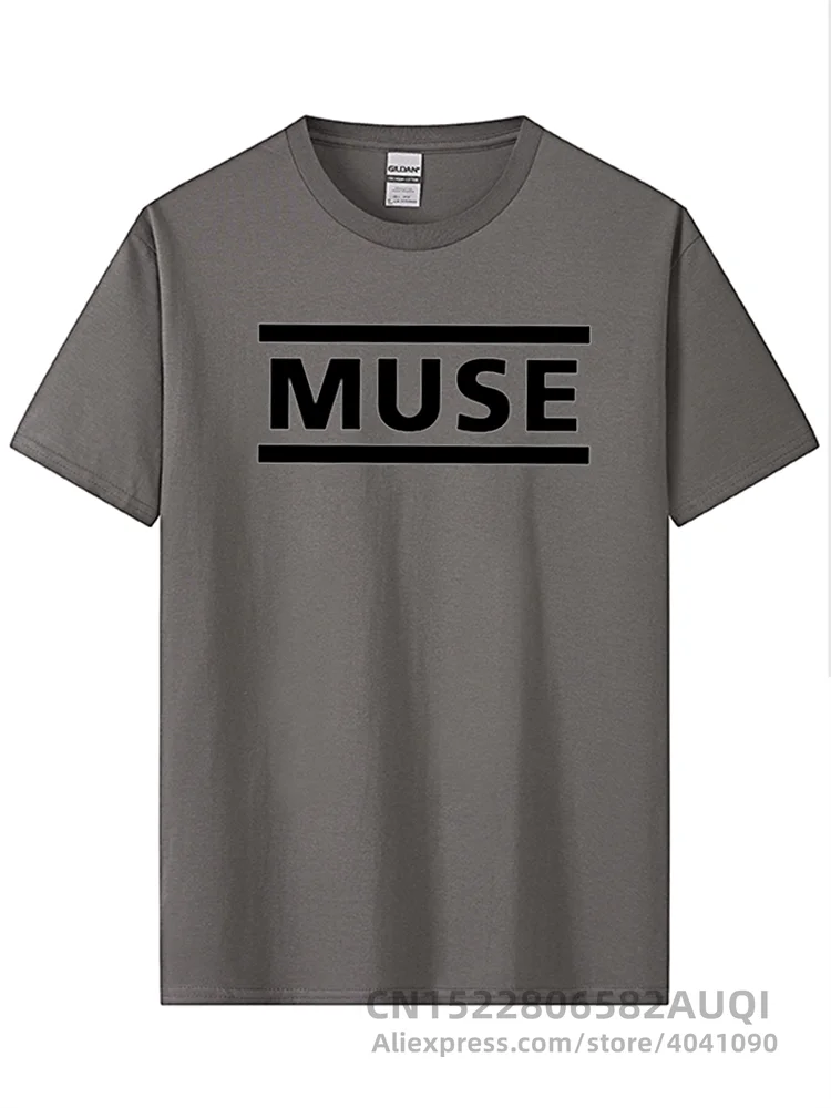 Men\'s High Quality 100% Cotton Letter Printed T-shirt Muse Rock Band Short-sleeved T-shirt O-neck Hip Hop Male Tops