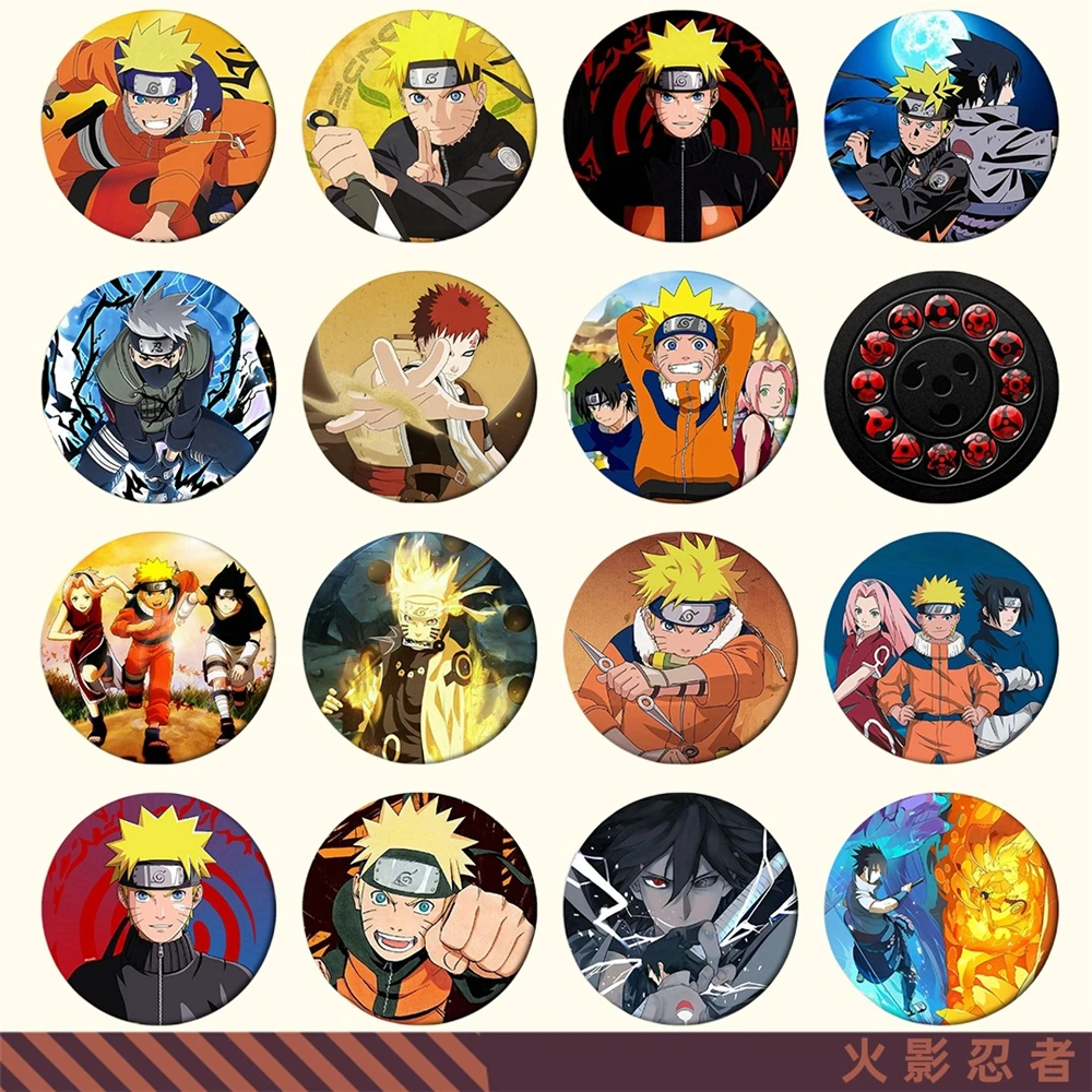 Anime Uzumaki NARUTO Uchiha Sasuke Itachi Haruno Sakura Hatake Kakashi Gaara Cosplay Badge Pin SPTE Tinplate Brooch Accessories