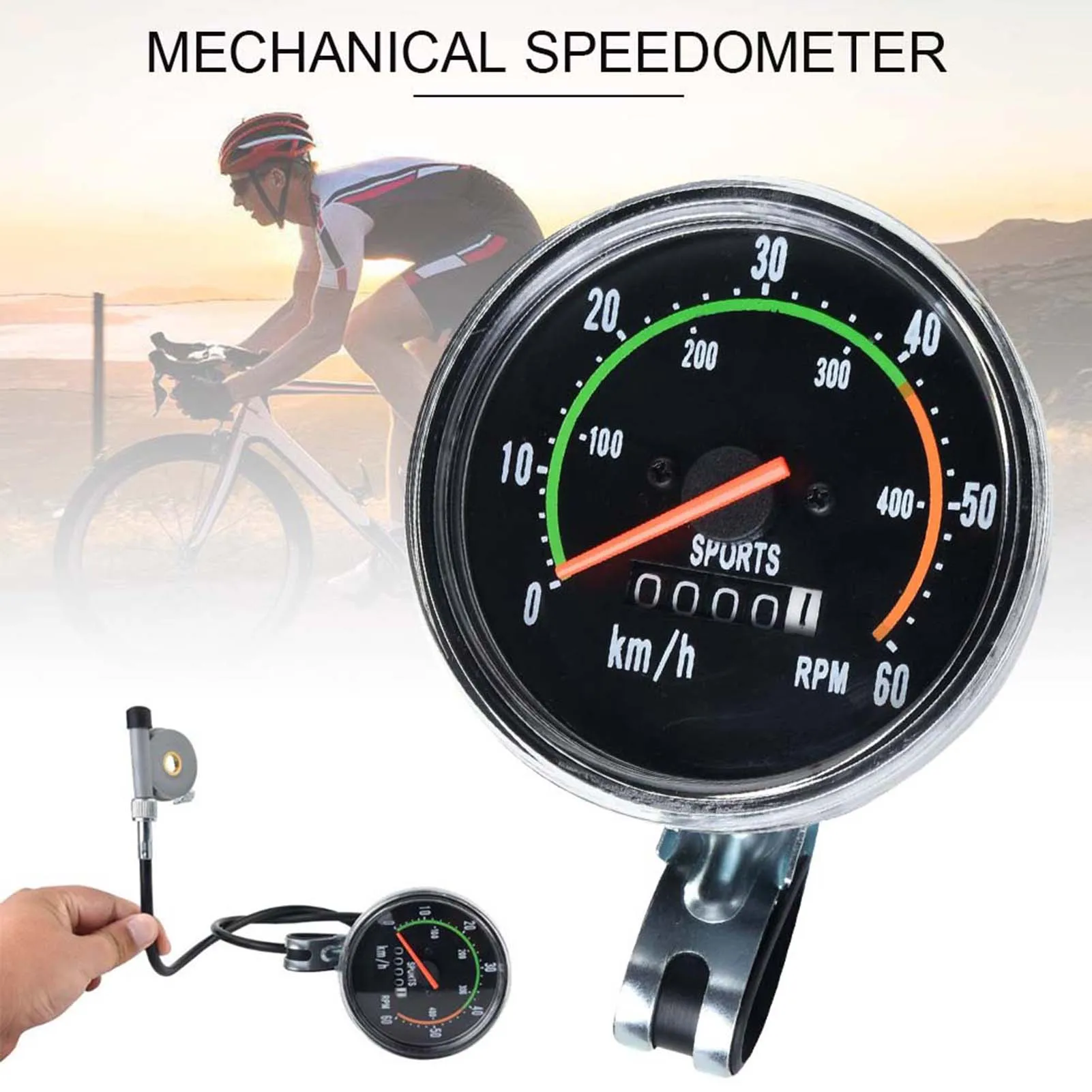 Bike Computer Wired Speedometer Classic Old Style Analog Tachymeter Stopwatch for Outside Monitoring Cycling Speed