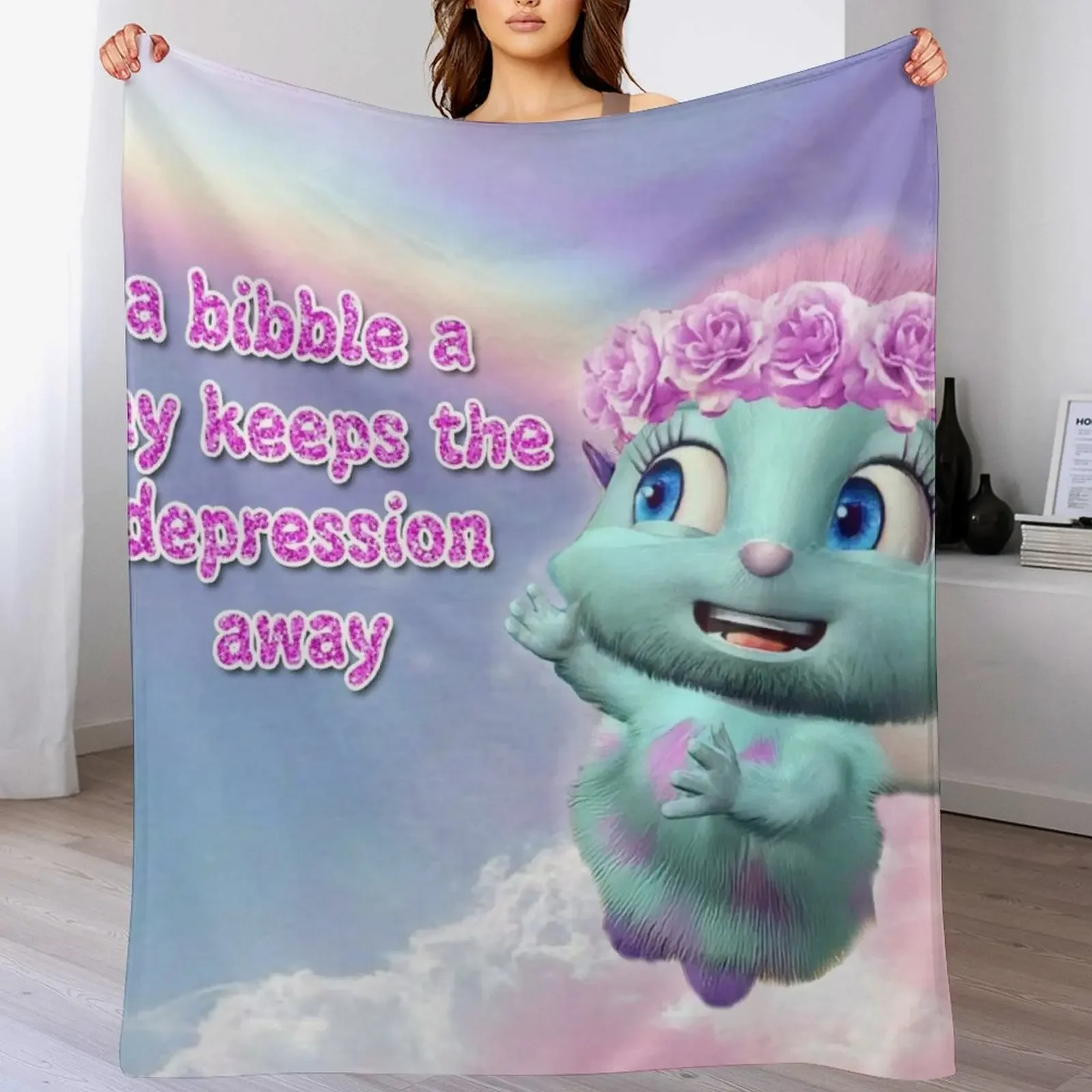 

Bibble a Days Keeps the Depression Away Iemdnoa Throw Blanket Furrys Plush cosplay anime Thermals For Travel Blankets