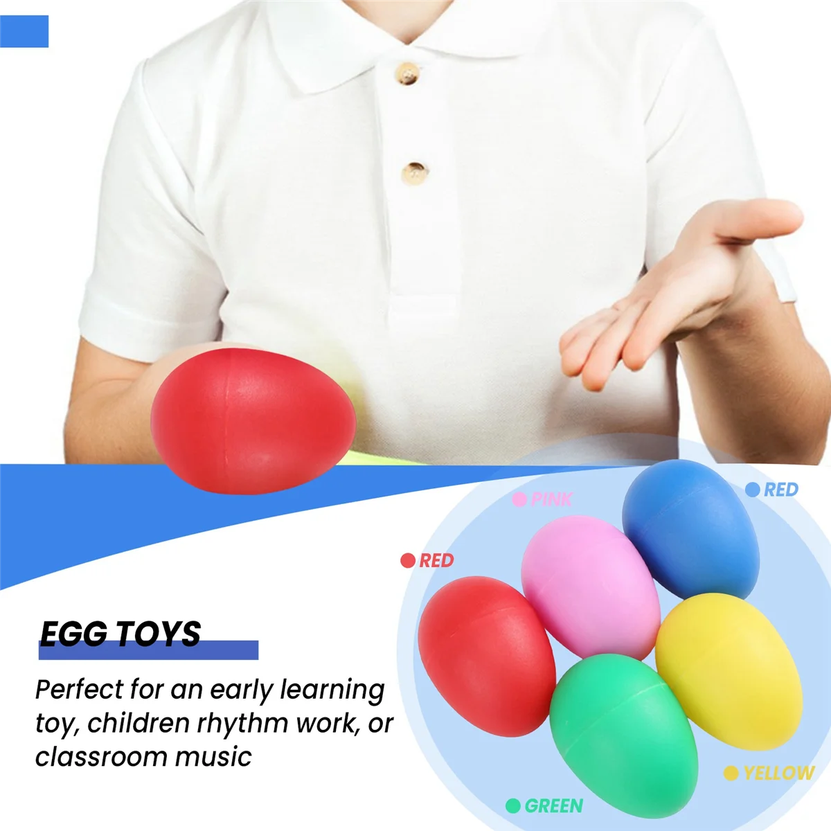Paquete de 10 juguetes de instrumentos musicales de percusión de plástico, Maracas de huevo ShakersN03R