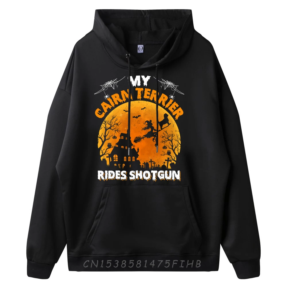 My Cairn Terrier Rides Shotgun Cairn Terrier Dog Halloween Mens Clothing 2024 Clothes Man Sweatshirts