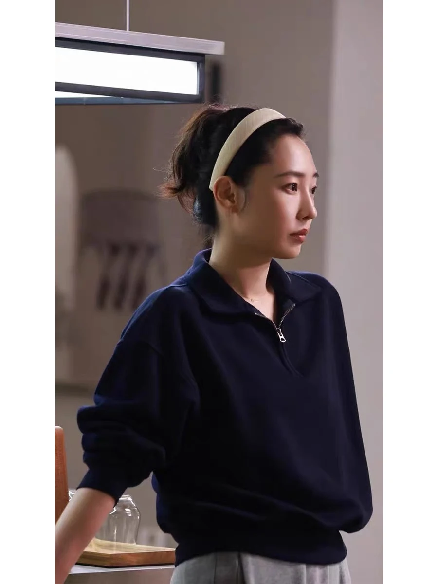 Versatile Casual Hoodie Sweatshirt with Half Zipper for Women Comfortable Loose Fit Long Sleeve Commute Style Autumn Fashion