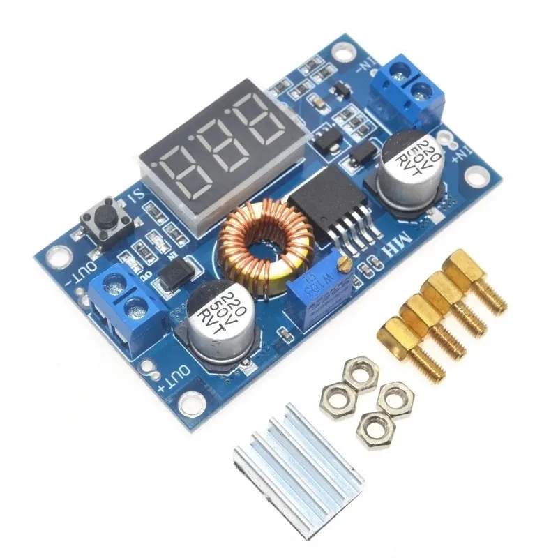 5A high-power 75W DC-DC adjustable step-down regulated power supply module, with voltmeter display far exceeding LM2596