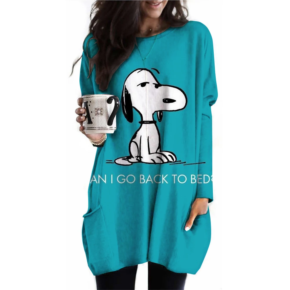 Snoopy cartoon print Women Sweatshirt Long Sleeve Crewneck Graphic Hoodie Clothes Couple Valentine's Day Gift Womens Clothes