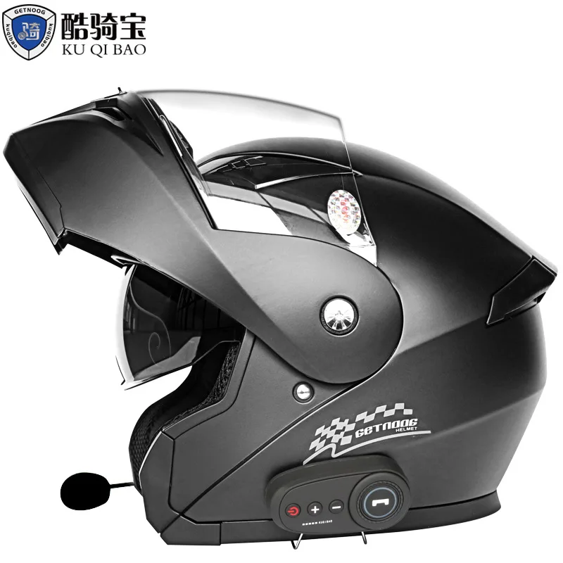 New Flip Up Motorcycle Helmet Anti-fog Dual Lens With Integrated Bluetooth Electric Motorcycle Helmet KUQIBAO Casco Moto