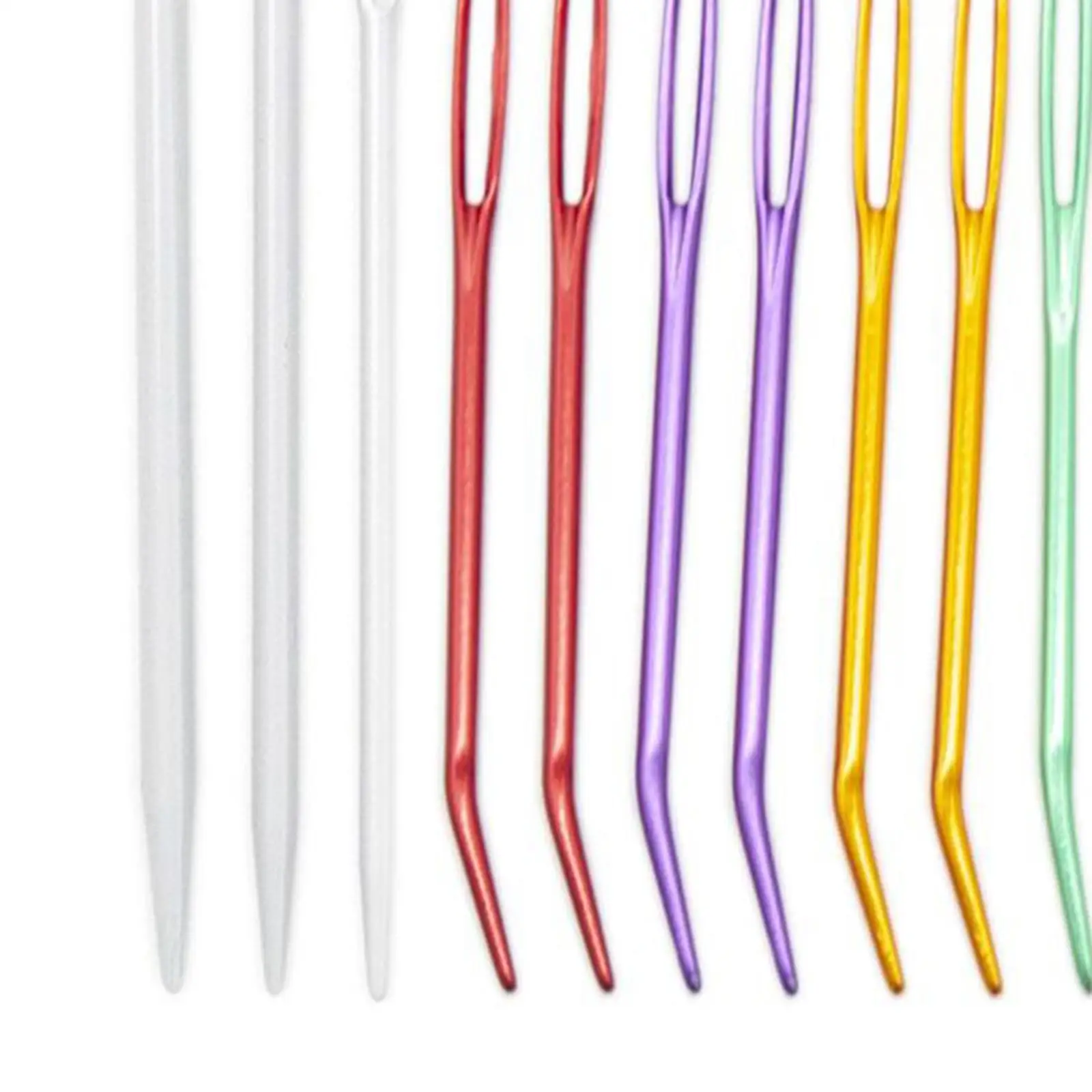 Aguja de hilo de ojo grande, multifunción, doblada, con caja