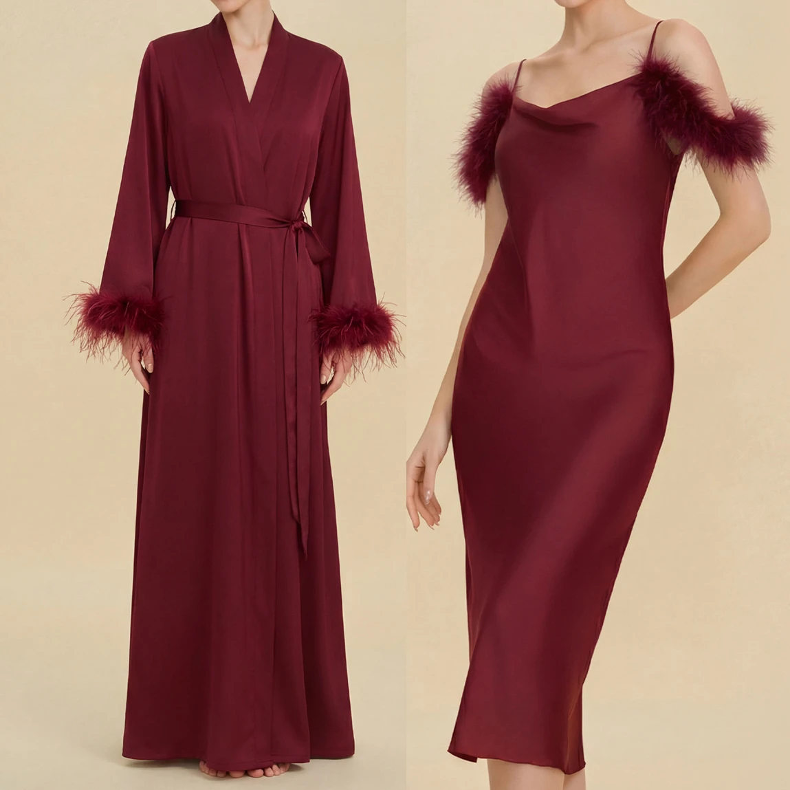 

Роскошный свадебный халат с перьями, удлиненный, элегантный, для невесты и подружек невесты, домашняя одежда, сексуальное шелковое атласное белье, банный халат