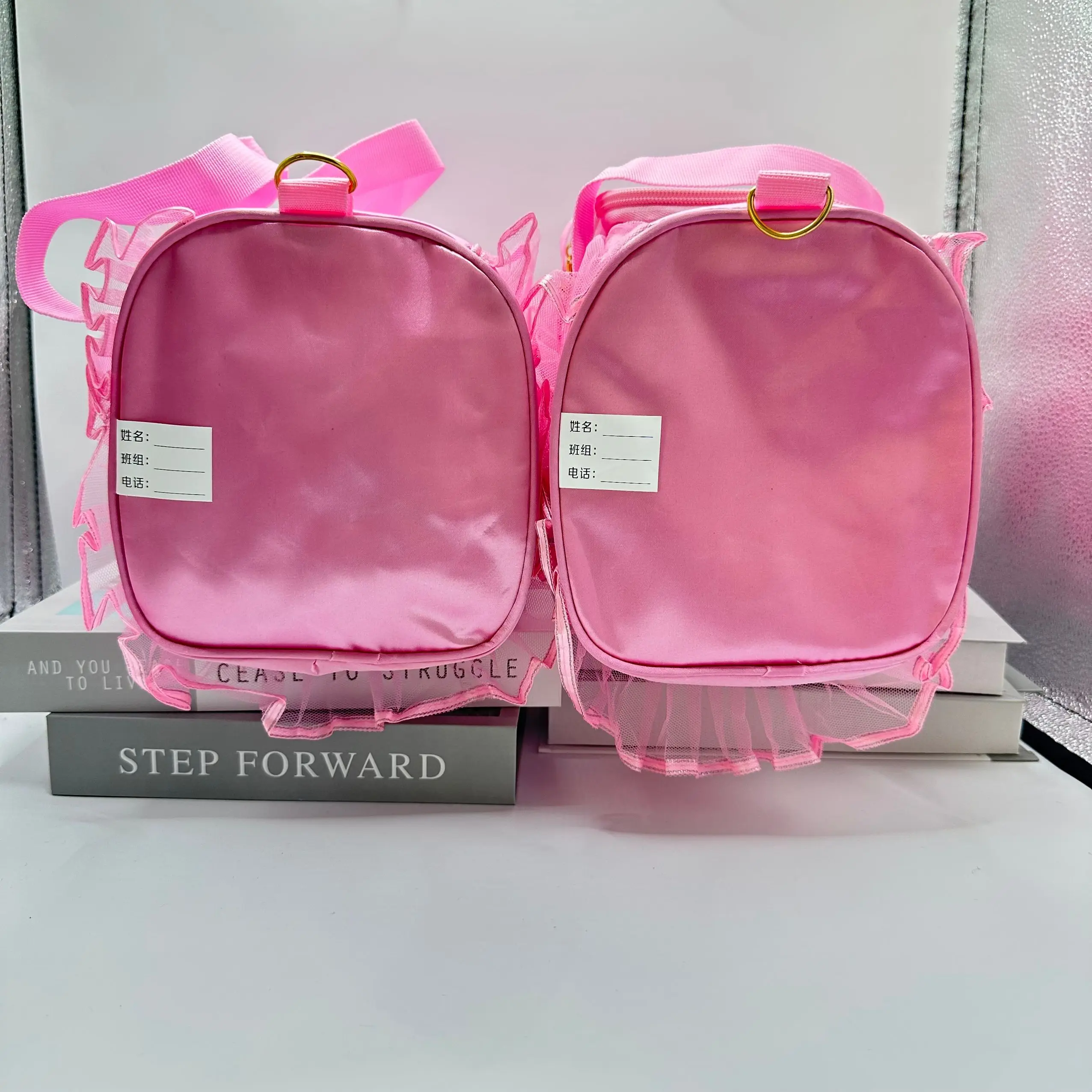 Bolso de baile personalizado para niños, bolsa de bailarina para niñas, bolsa de lona de encaje rosa para clase de Ballet, bolso de mano de Ballet