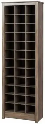 

Elegant Gray Shoe Storage Cabinet, Space-Saving Solution with Cubbies for 36 Pairs, 13"D x 23.5" W x 72.5" H