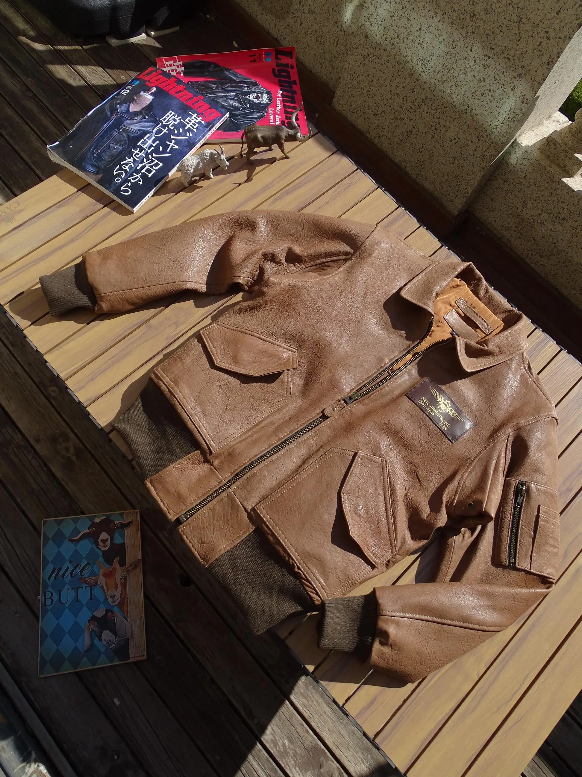 

Warm Cotton Inserted Air Force Flight Leather Jaet Youth Casual Faion Urban Sle ort Leather Coat Zipper Closure Long ...