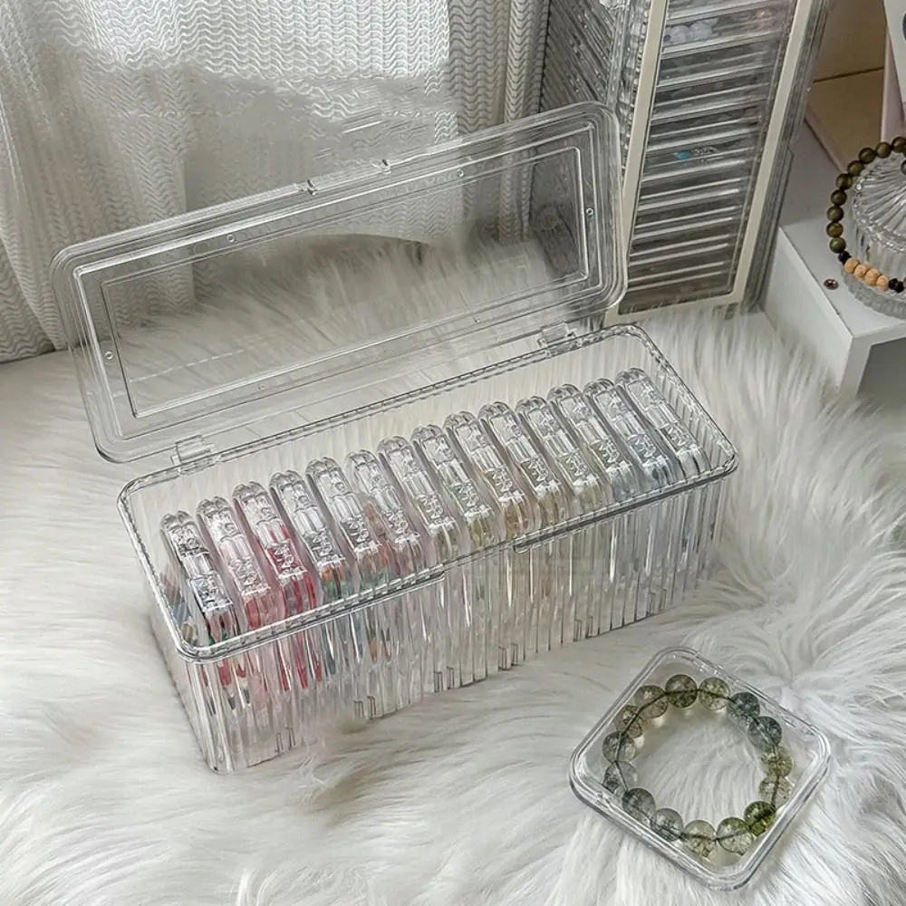 

Acrylic Doll Clothing Storage Box Flip Top Striped Coffee Capsule Storage Box Large Capacity Dustproof