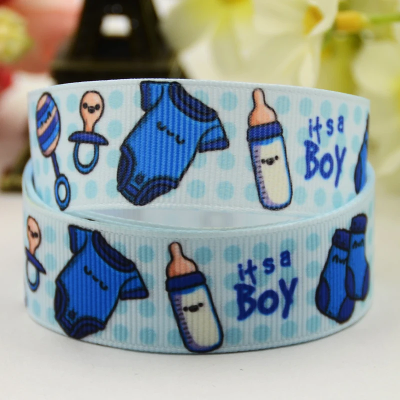 22mm 25mm 38mm 75mm Ruban satin It's a boy & Girl Cartoon Character printed Grosgrain Ribbon party decoration 10 Yards