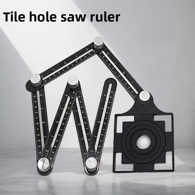

Hole Punch Locator,Aluminum Alloy 4/6 Folding Ruler,Tiler Brick Laying Tool,Universal Glass Drilling Positioning Accessory