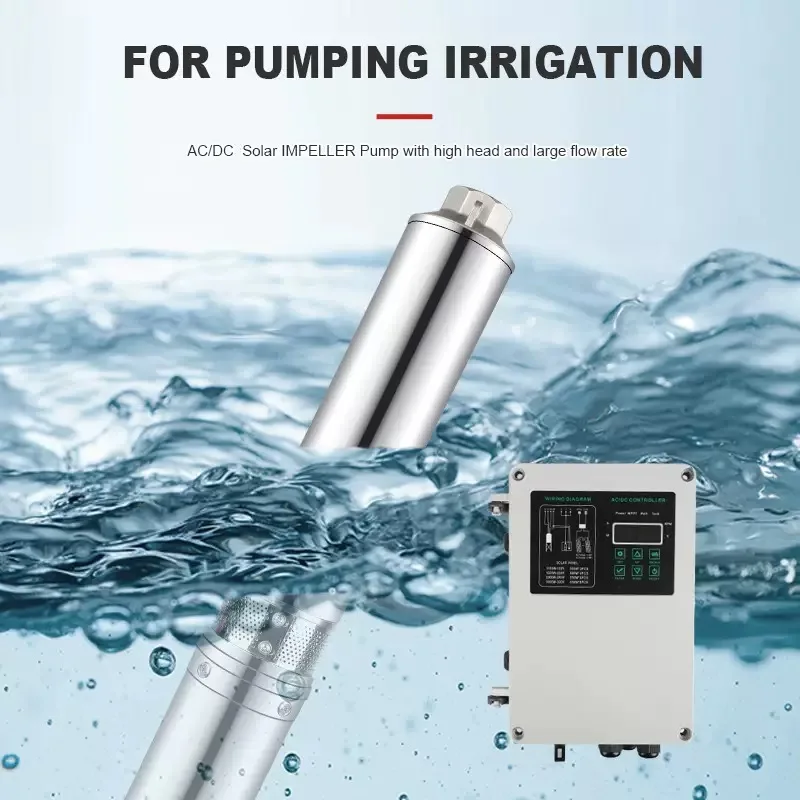 750W 1500W 2200W 3000W 4HP Solar AC/DC Deep Well Pump With MPPT Controller Solar hybrid Submersible Impeller pump Flow 6m³/H