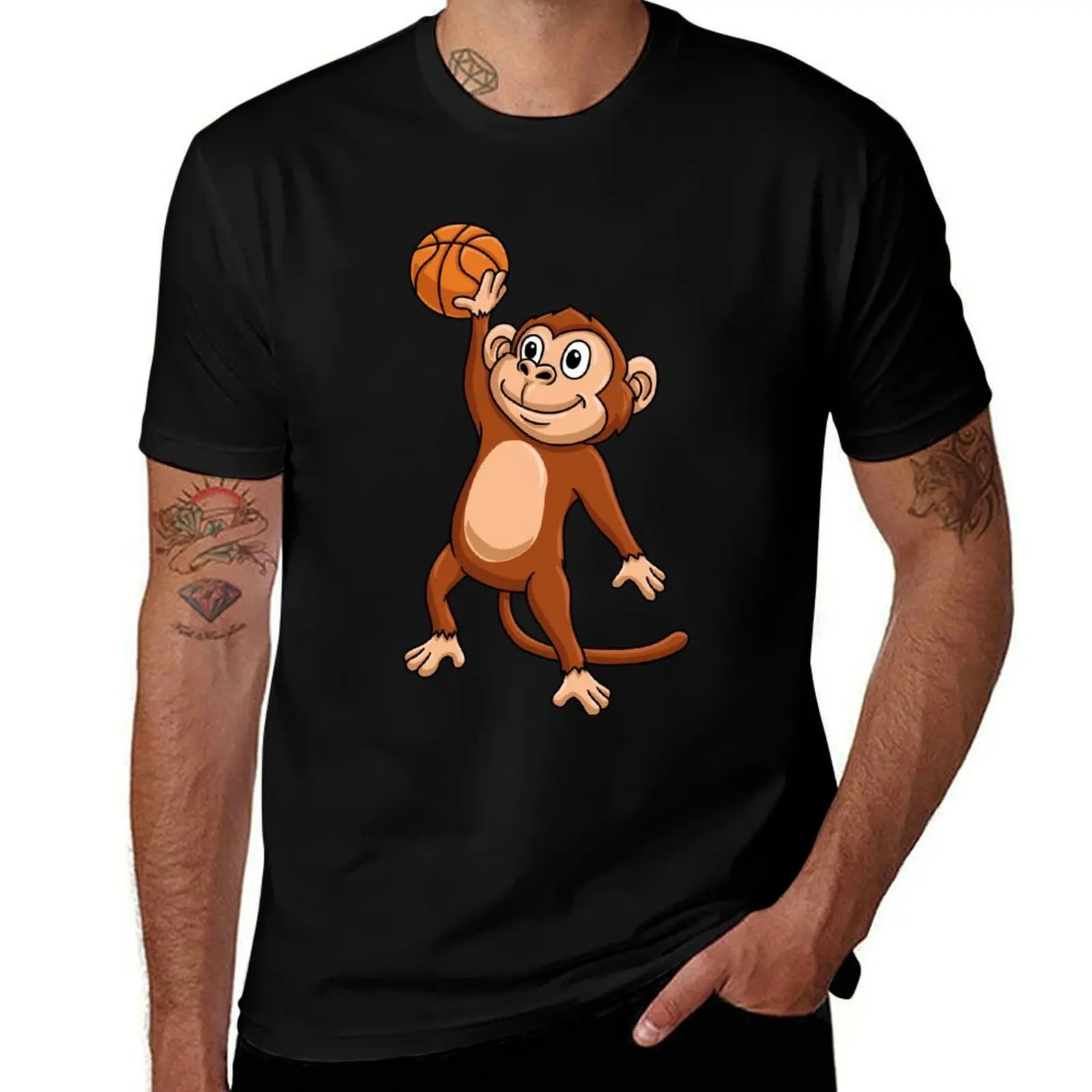 

Basketball Monkey T-Shirt cotton t shirt man black cotton t-shirt plain for man package T-Shirt
