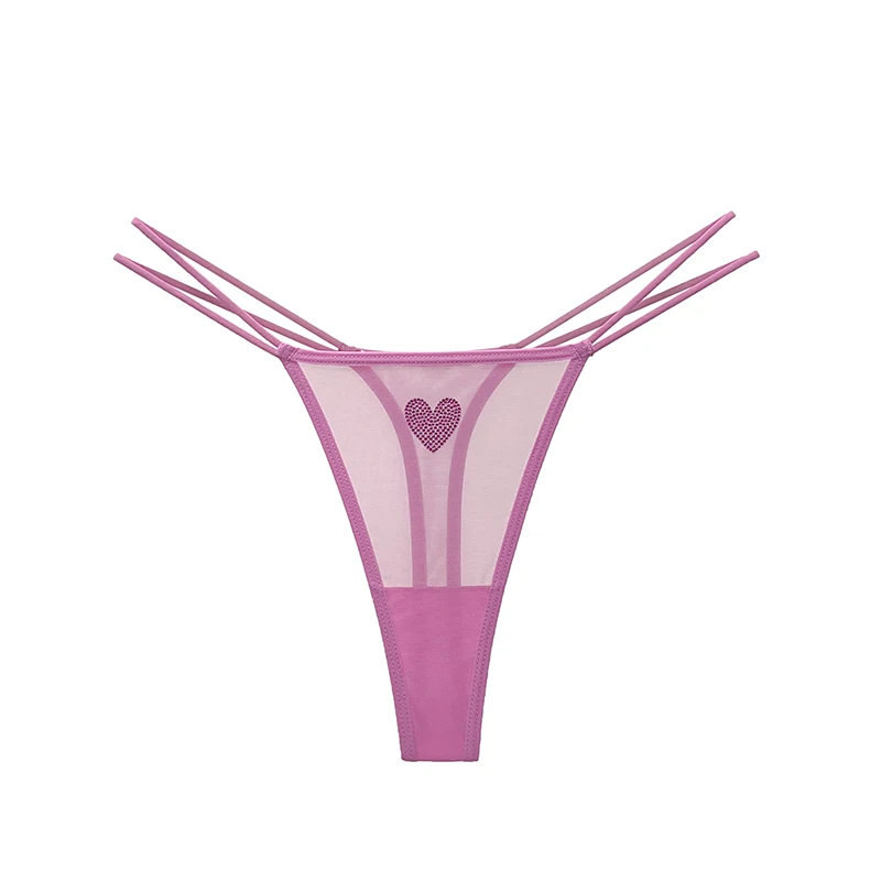 Spitzen-Netzstoff Damen-Slips Sexy Tanga Transparente Strass-Herz-Unterhosen Unterwäsche Mädchen G-String Dessous Fitness T-Back – Detail 19