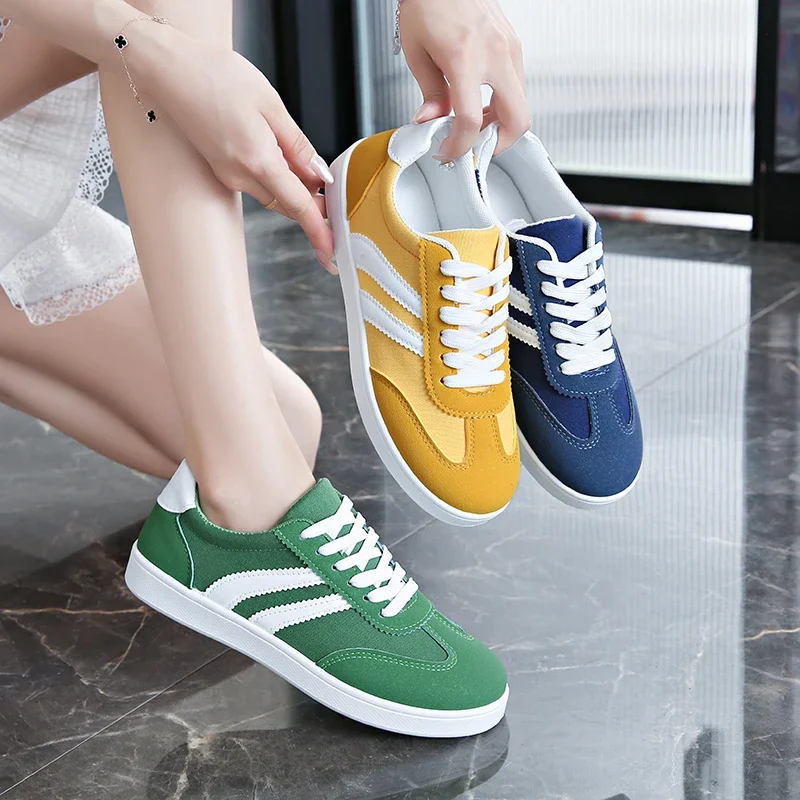 Frauen Tennis Turnschuhe Wohnungen Damen Mode Mischfarben Lace-up Vulkanisierte Schuhe Frühling Herbst Frau Outdoor Trainer Schuhe – Detail 12