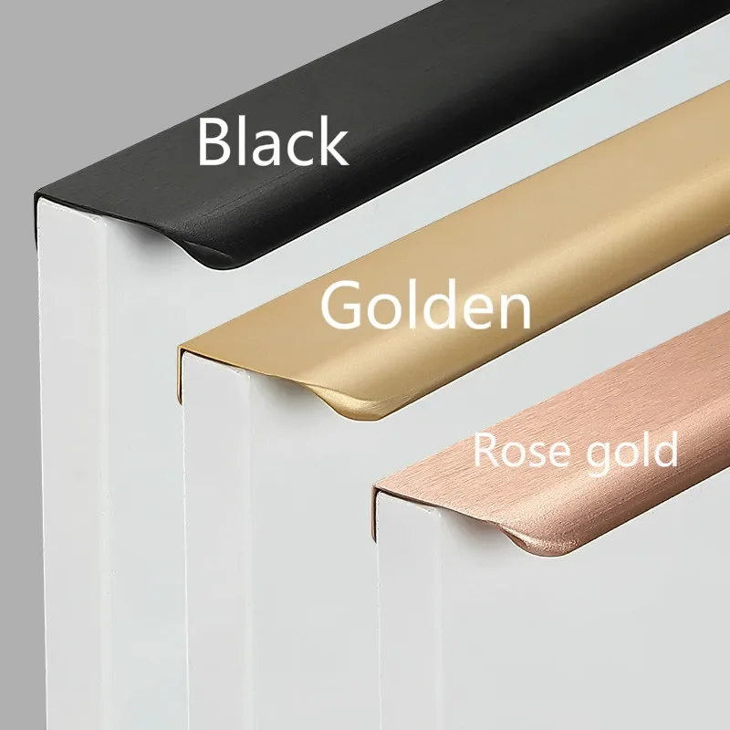 Versteckter Schubladengriff, modern, Roségold, Schwarz, versteckte Griffe, lange Küchenschrankgriffe, Schrankgriffe, Küchenschrankgriffe, Hardware