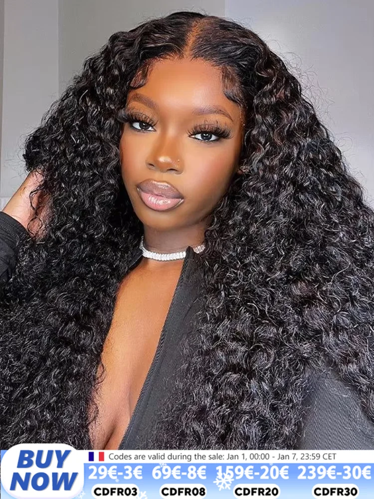 Glueless Wigs Human Hair Pre Plucked Pre Cut 5x5 Lace Closure Wigs Wear And Go Deep Wave Curly Lace Front Wigs For Black Women