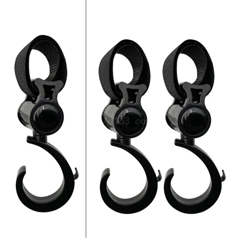 360 Degree Rotating Strollers Accessory Hanger Clip Hook Designing Easy Installation No Tool Required for Busy Parents