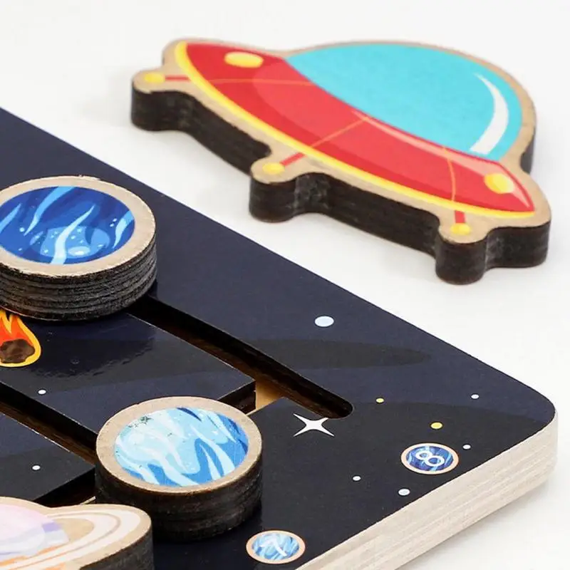 Solar System Board Wood Solar System Model For Kids Montessori Toys Set For Kids 3-8 With Removable Planets Gift For Boys And