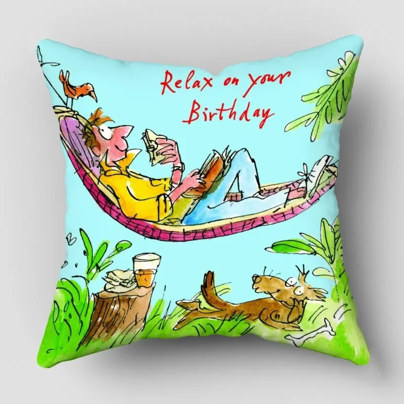 Quentin Blake illustration Pillow Cover Bedroom Home Office Decorative Pillowcase Square Zipper Pillow Cases Satin Soft No Fade