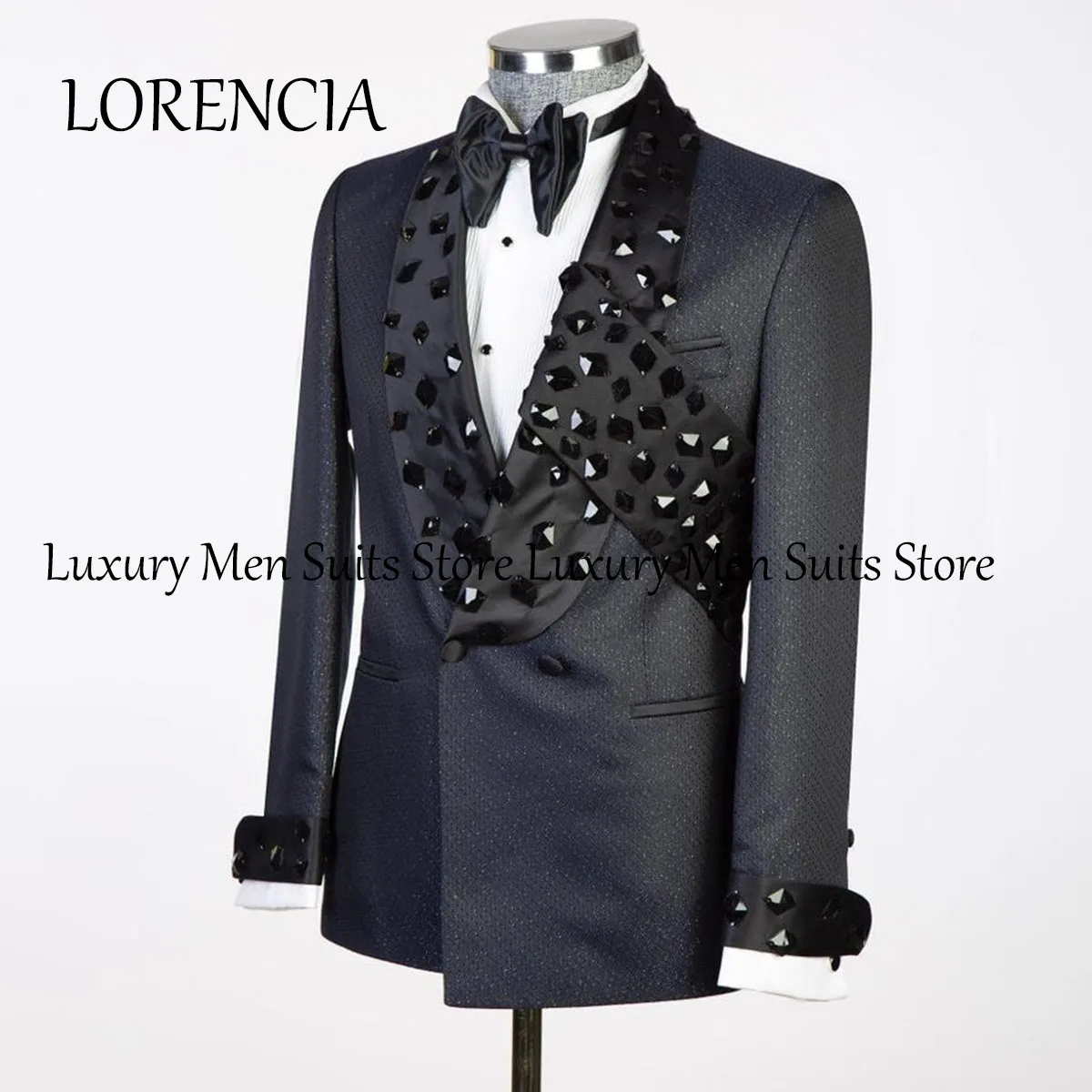 

Luxurious Beaded 3 Pieces Sets Diamond Formal Men Suits Groom Wedding Tuxedos Male Prom Blazers Pants Outfit Terno Masculino
