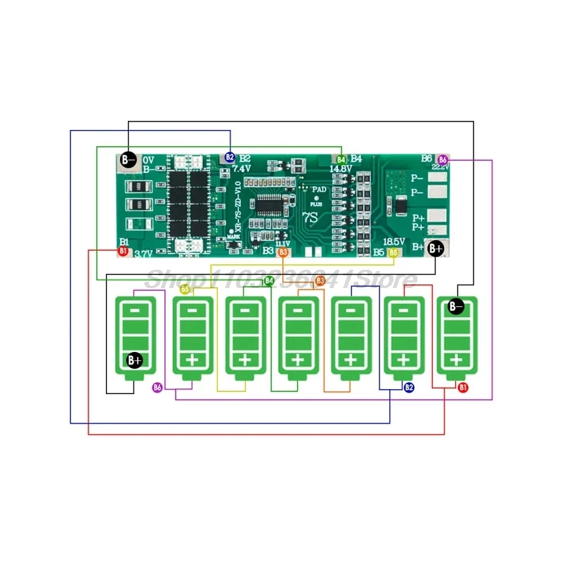 BMS 7S 24V 10A 15A 20A 30A Li-ion 18650 Płytka ładowania akumulatora z funkcją balansowania Zabezpieczenie przed zwarciem / temperaturą