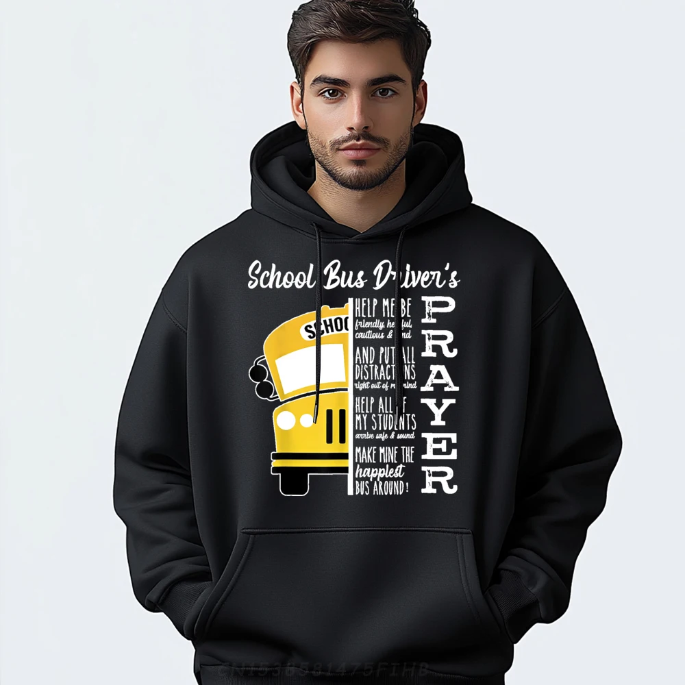 

Cute Female Hoodies Round Collar Long Sleeve School Bus Driver's Prayer School Sweatshirt Leisure Hoodies