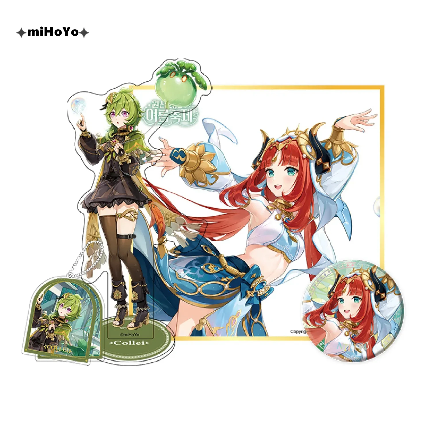 

[Genuine] Anime Game Genshin Impact Summer Celebration Color Paper Collei Cosplay Metal Badge Acrylic Pendant Statue Nilou Set