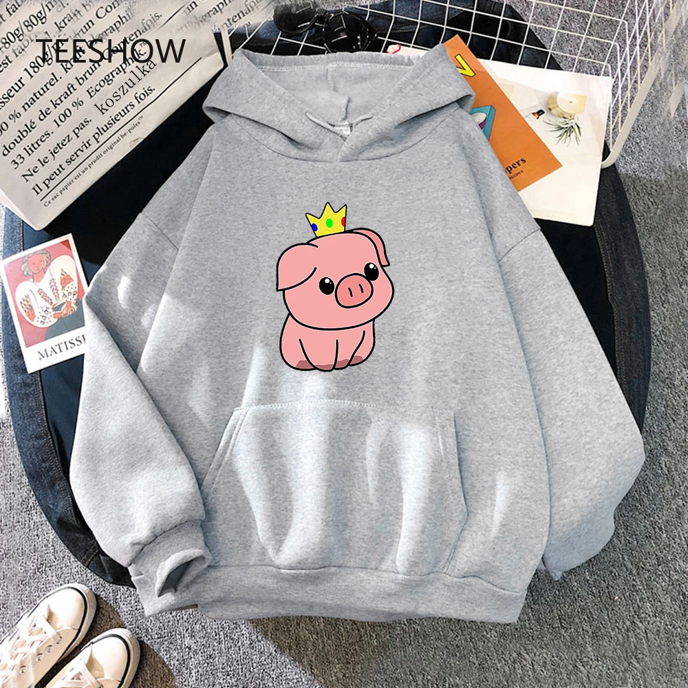 Pink Pig Print Plus Size Hoodie Women Aesthetic Dream Smp Sweatshirts Harajuku Long Sleeve Female Sudaderas Casual Clothing